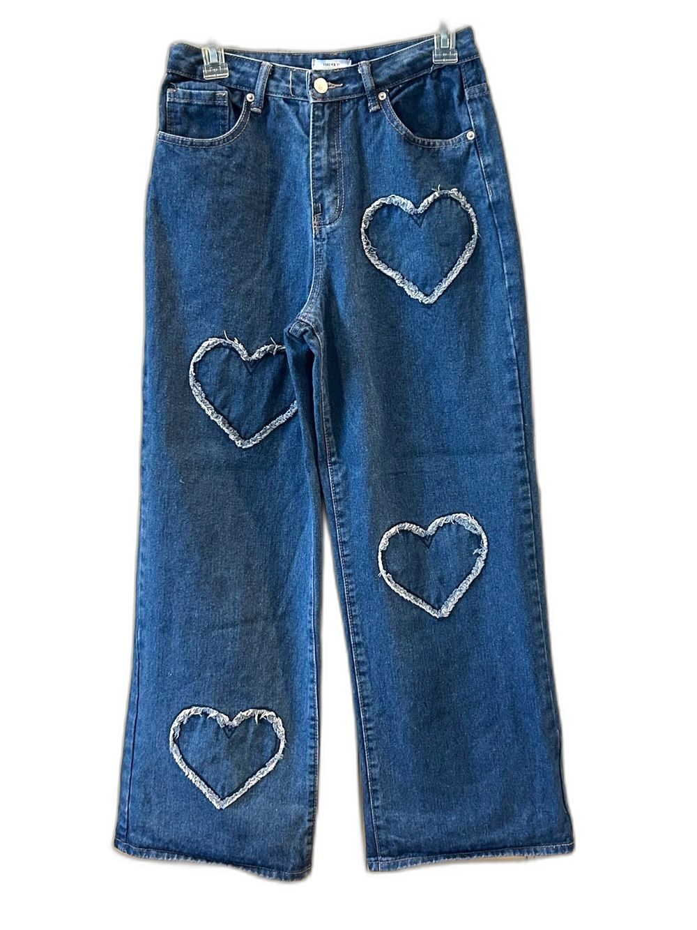 Forever 21 Heart Patch Wide-Leg Jeans - Size 27